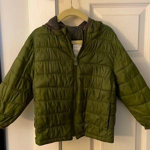 Gap 3T toddler lightweight puffer jacket with dinosaur detail hood